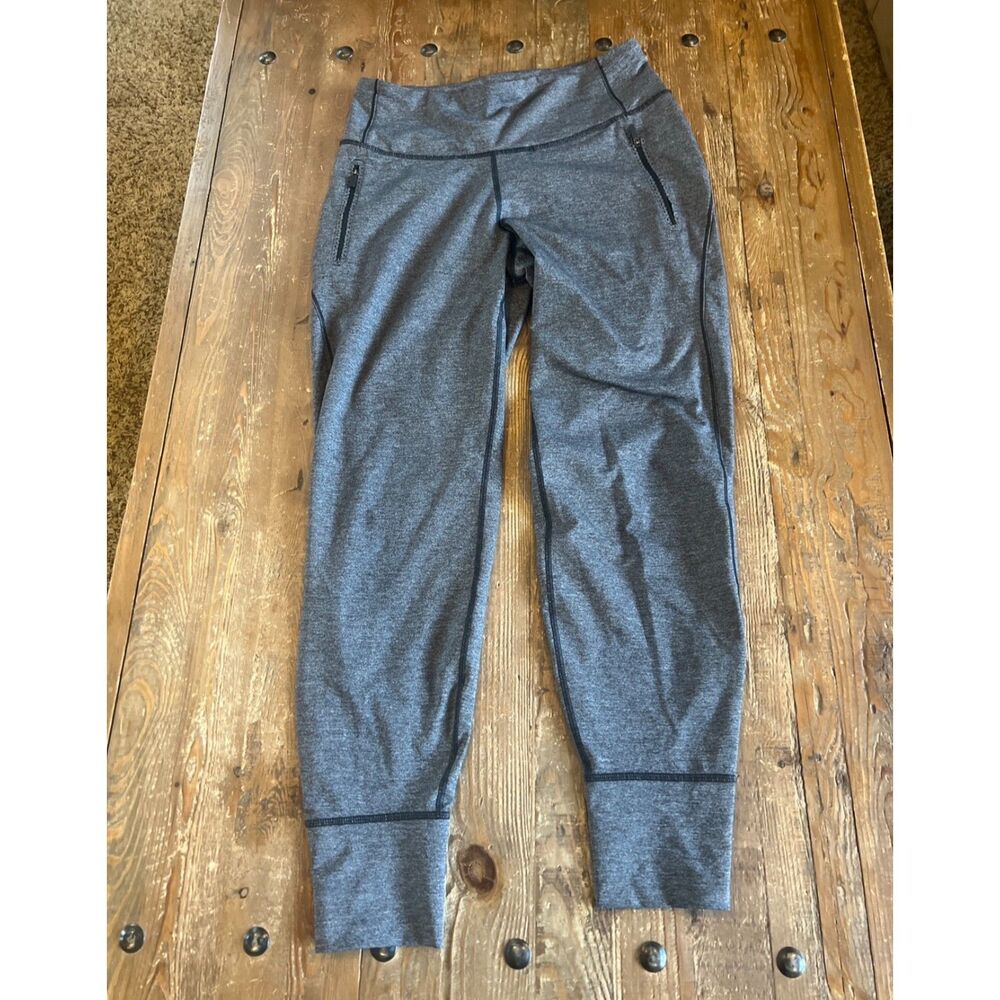 Lululemon Fresh Tracks Pant II Heathered Black Athletic Ankle Zip Jogger Pants 8